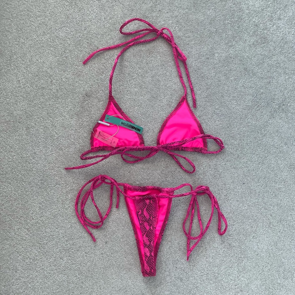 Fashion Nova Hot Pink Neon Snake Time For A Vacay Teeny Bikini - Medium - Picture 4 of 4